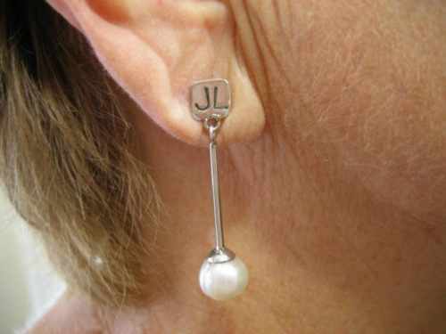White Pearl Drop JL Earring