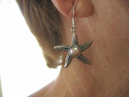 Star Fish Pink Pearl Earrings