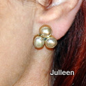Triple Pink Pearl Earring Clip on Gold