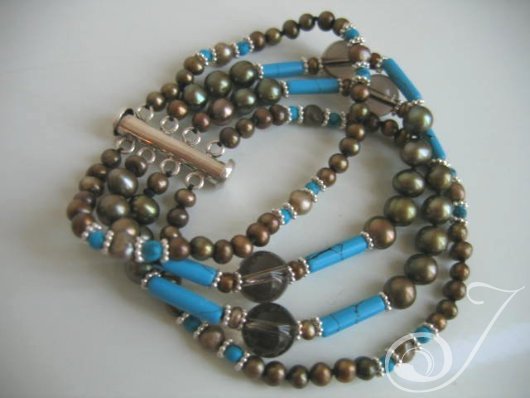 King Tut Turquoise Pearl Cuff Bracelet BR2211