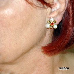 garnet pearl clip on earring