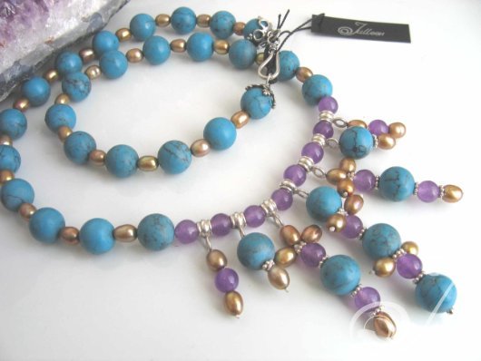 Athena Pearl Turquoise Necklace ND039-01