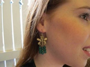 green cluster earrings
