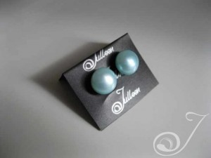 Aqua Blue Pearl Stud Earrings